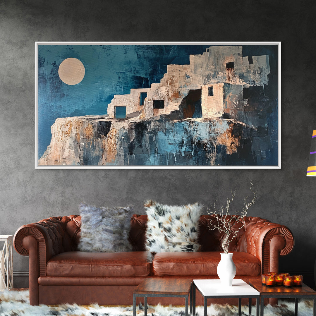 Adobe House, Southwest Wall Art, Boho Art, Wabi Sabi Art, Rustic Decor, Extra Wide Art, Bright Home Decor, Framed Canvas Print