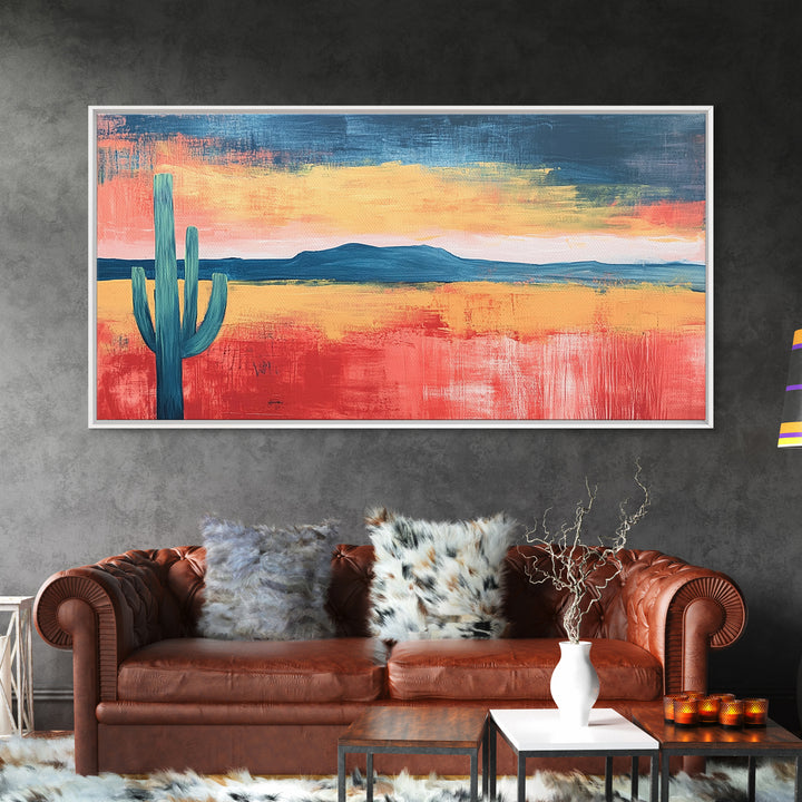 Desert Landscape Art, Framed Canvas Print, Joshua Tree Art, Southwest Wall Art, Extra Wide Art, Above Bed Wall Art, Boho Art, Rustic Decor