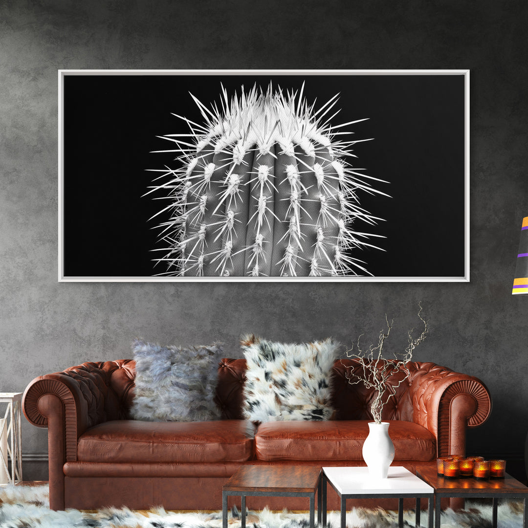 Cactus Spines, southwest wall art, desert art, botanical prints, geometric wall art, nature photography, sharp contrast, Framed Canvas Print