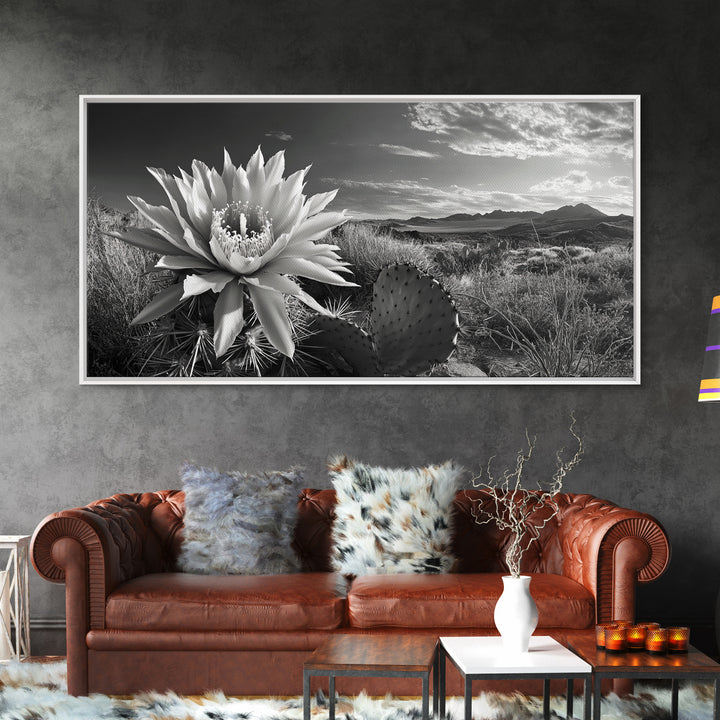 Cactus Bloom, botanical prints, wildflower painting, nature art, scenic mountain landscape, rustic wall art, southwest decor, Framed Canvas Print