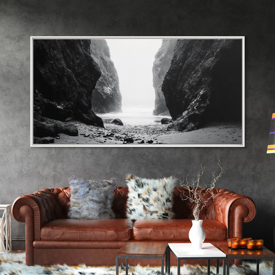 Canyon, moody art, dramatic landscape, rustic decor, wabi sabi art, minimalist art, vertical wall art, farmhouse art, framed canvas print