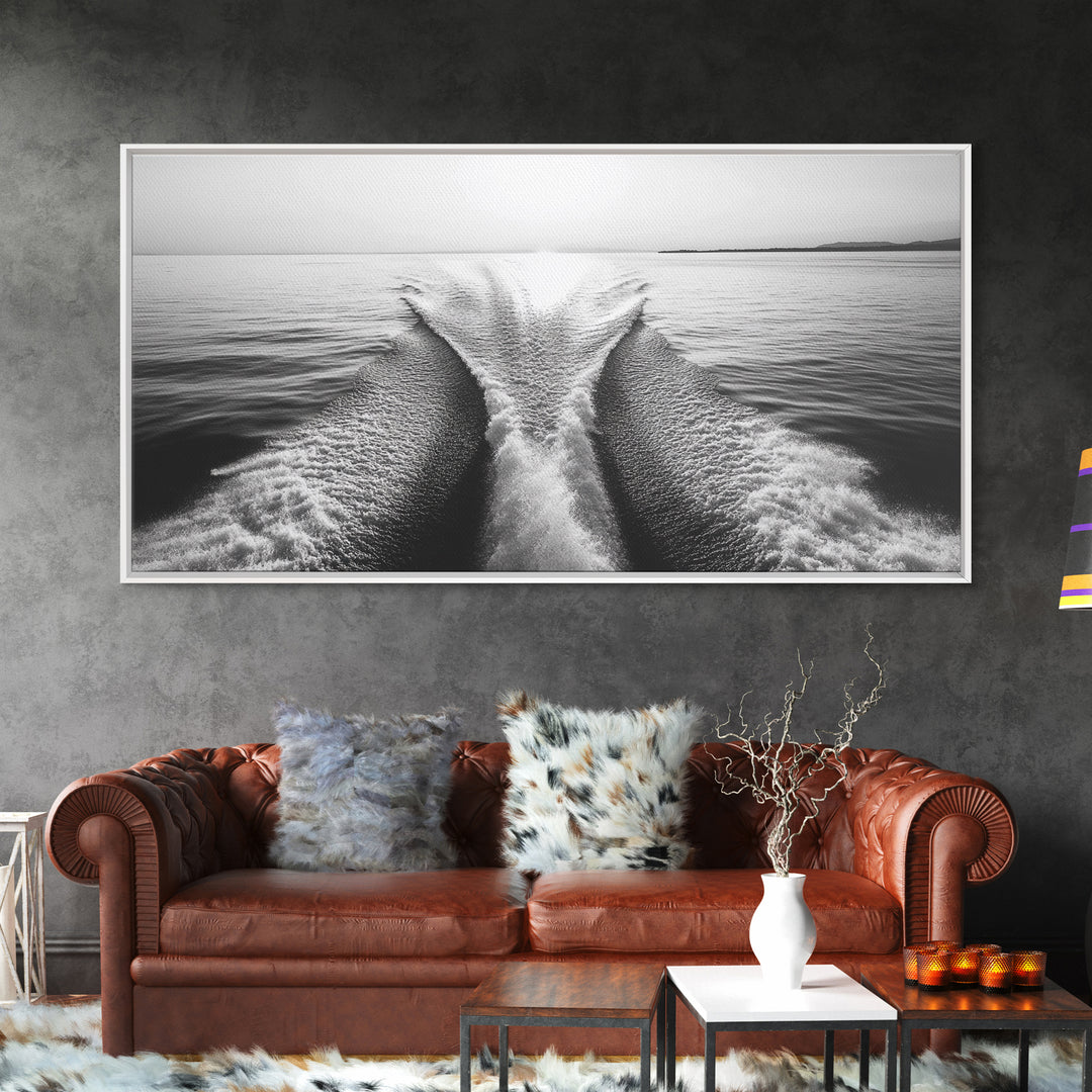 Nautical painting, ocean waves, coastal decor, seascape painting, panoramic art, extra wide art, framed canvas print
