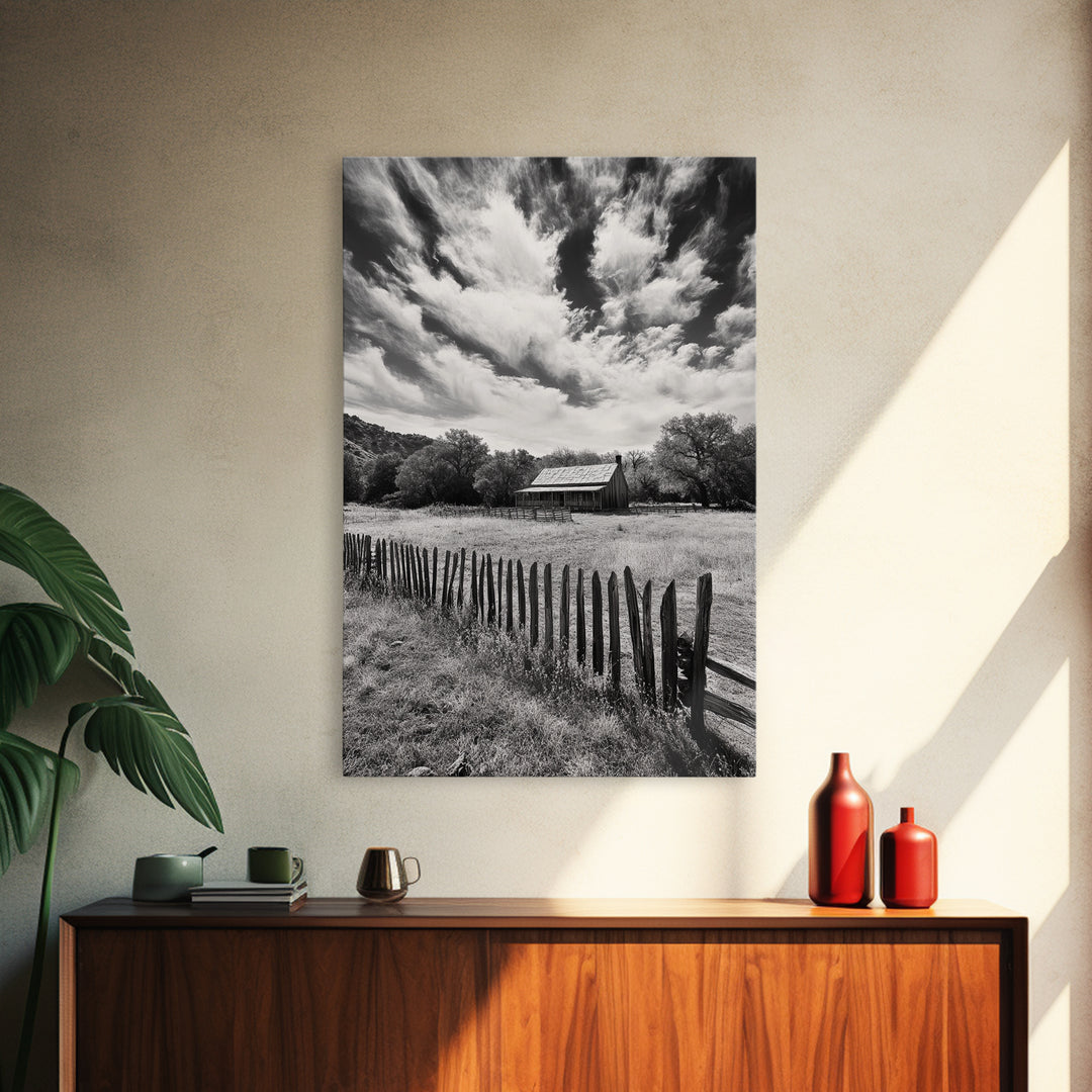 Abandoned Cabin, rustic wall art, farmhouse decor, moody art, countryside painting, wabi sabi art, framed canvas print, vintage wall decor