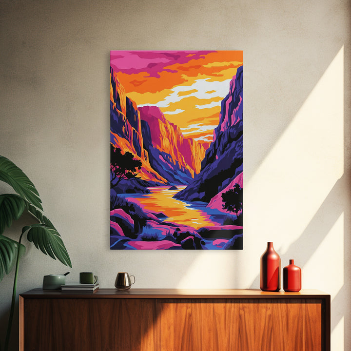 Canyon Sunset, Landscape Painting, Pink Orange Wall Art, Canvas Print, Southwest Wall Art, Nature Wall Art, Rustic Art, Gift Idea