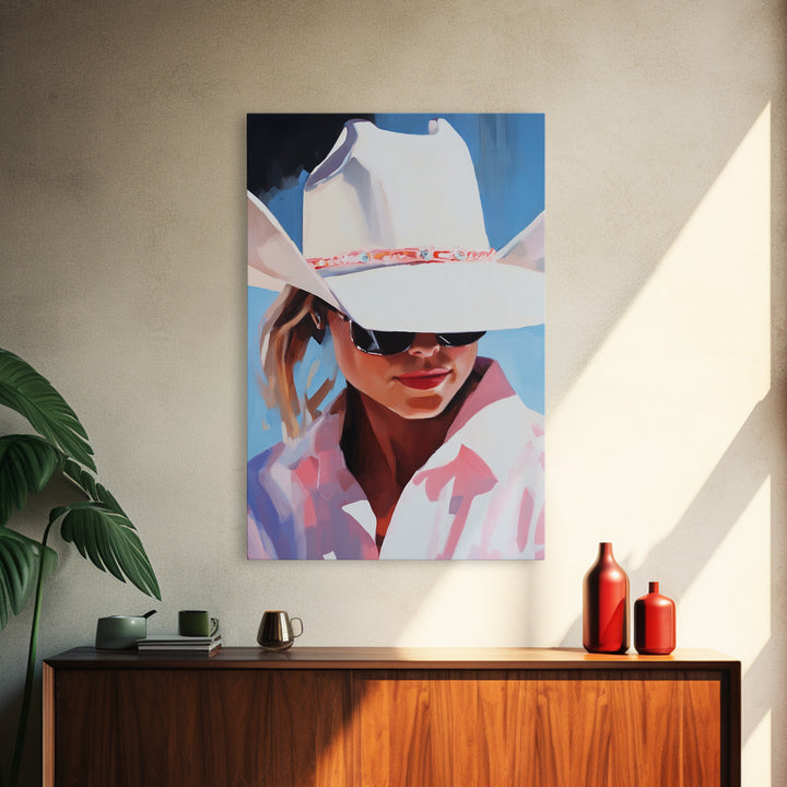 Cowgirl, Western Art, Rustic Decor, Coastal Cowgirl Wall Art, Canvas Print, Gift Idea For Her, Bedroom Art, Above Bed Wall Art