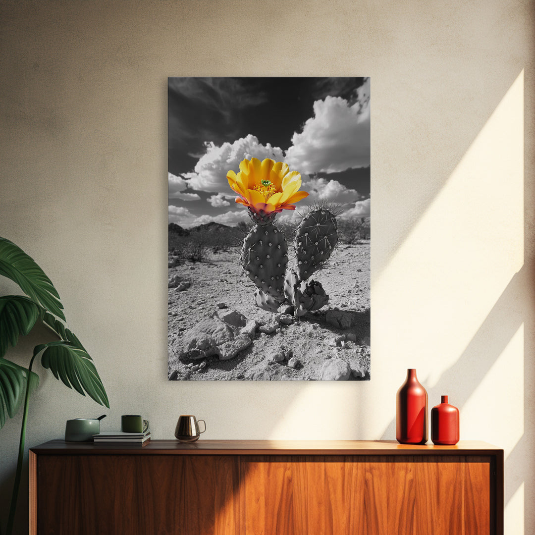 Desert Bloom, Wildflower Painting, Botanical Prints, Rustic Art, Southwest Wall Art, Nature Decor, Framed Canvas Print, Gift Idea