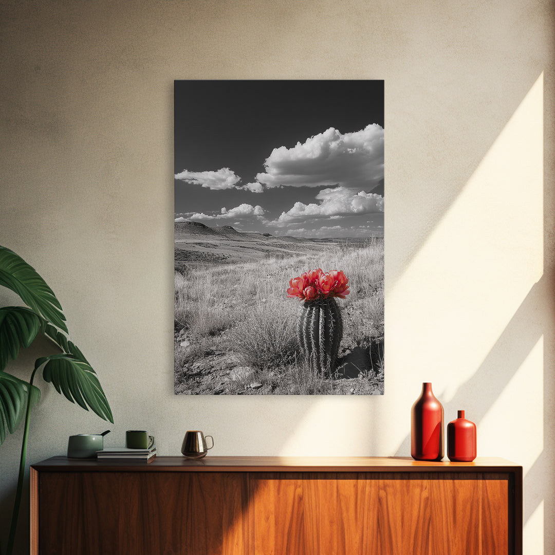 Cactus Bloom, Wildflower Painting, Botanical Prints, Nature Art, Rustic Decor, Southwest Wall Art, Canvas Print, Living Room Art