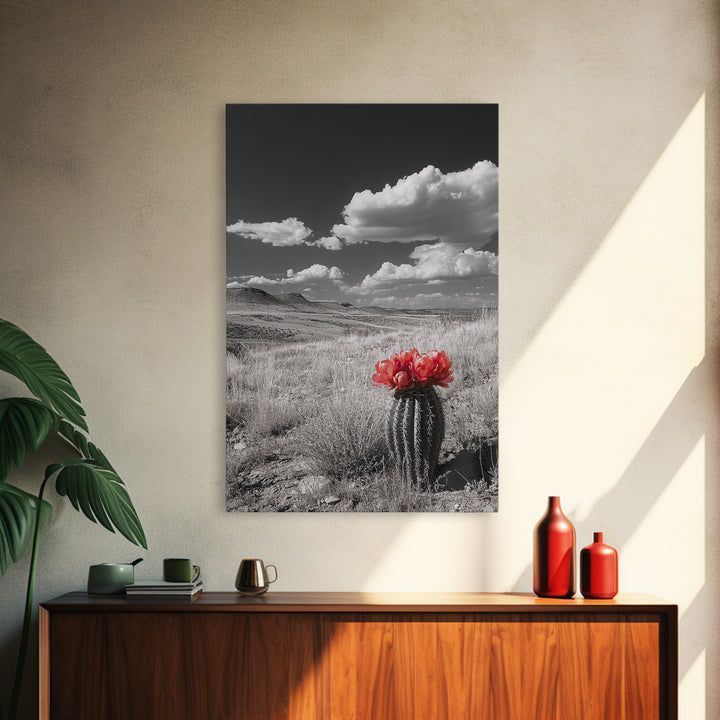 Cactus Bloom, Wildflower Painting, Botanical Prints, Nature Art, Rustic Decor, Southwest Wall Art, Canvas Print, Living Room Art