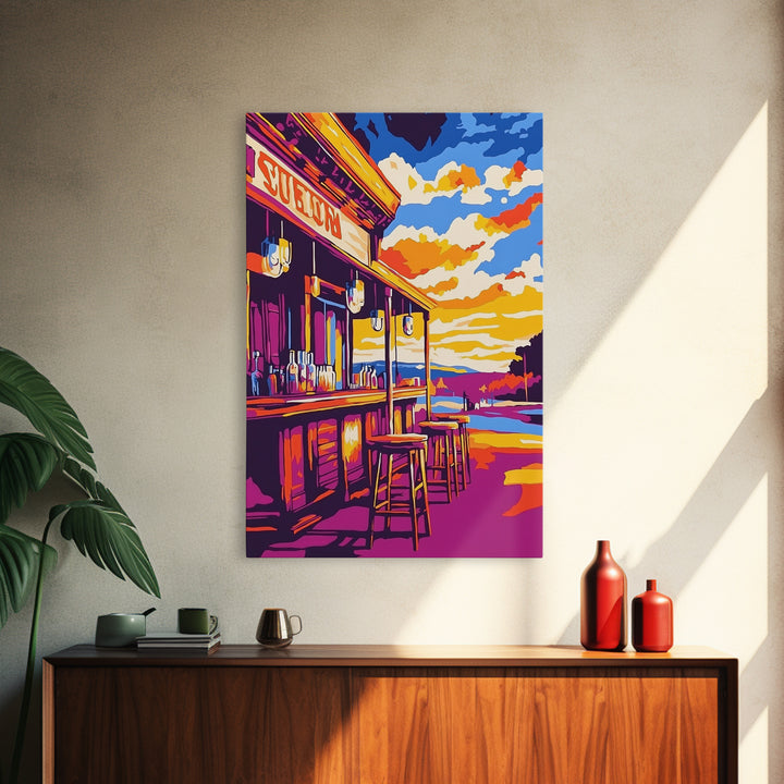 Western Saloon, Old West Bar, Rustic Cowboy Scene, Vintage Decor, Canvas Print, Extra Wide Art, Rustic Wall Art, Southwest Wall Art
