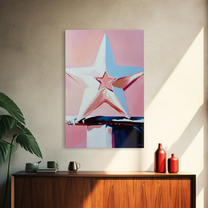 Pastel Star Painting, Light Pink Wall Art, Abstract Star Art, Whimsical Art, Matisse Wall Art, Canvas Print, Minimalist Art, Bedroom Art