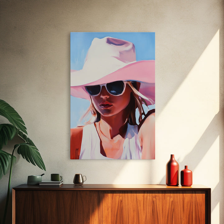 Coastal Cowgirl Painting, Black Cowgirl Art, Western Fashion Art, Moody Art, Southwest Wall Art, Canvas Print, Rustic Decor, Boho Art