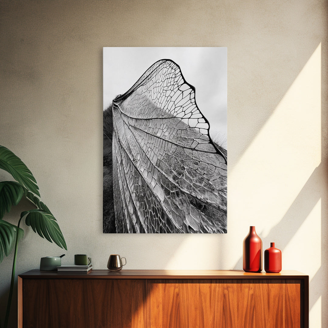 Dragonfly Wing, nature photography, moody art, wabi sabi art, minimalist art, botanical prints, framed canvas print, rustic wall art