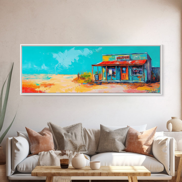 Southwest Wall Art, Framed Canvas Print, Chicano Art, Rustic Decor, Extra Wide Art, Joshua Tree Art, Moody Art, Above Sofa Art, Gift Idea