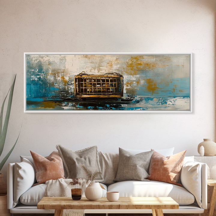 Antique Lantern, rustic wall art, farmhouse art, moody art, wabi sabi art, extra wide art, framed canvas print, living room decor