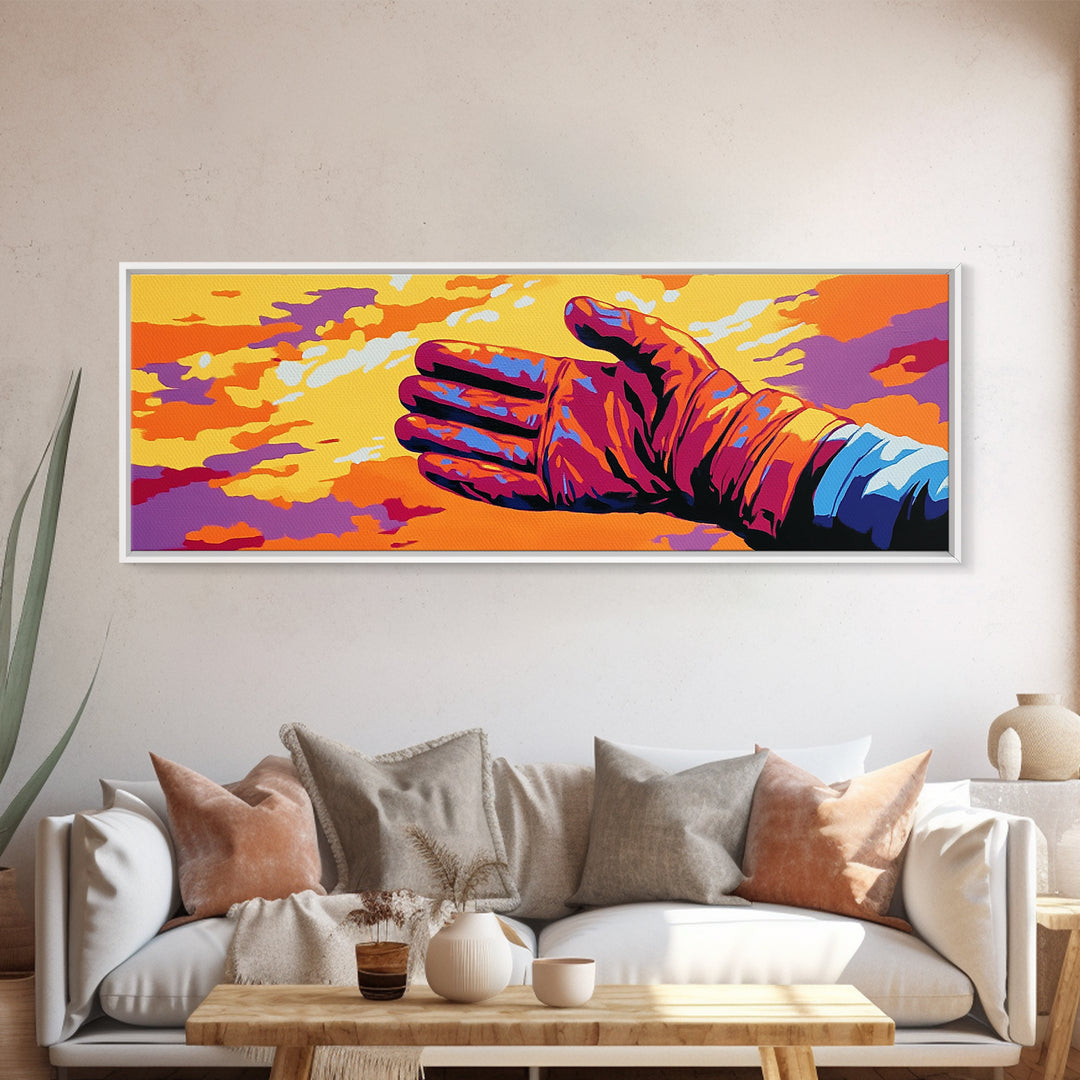 Vibrant Leather Glove Art, Canvas Print, Pink Orange Wall Art, Southwest Wall Art, Whimsical Art, Extra Wide Art, Rustic Decor