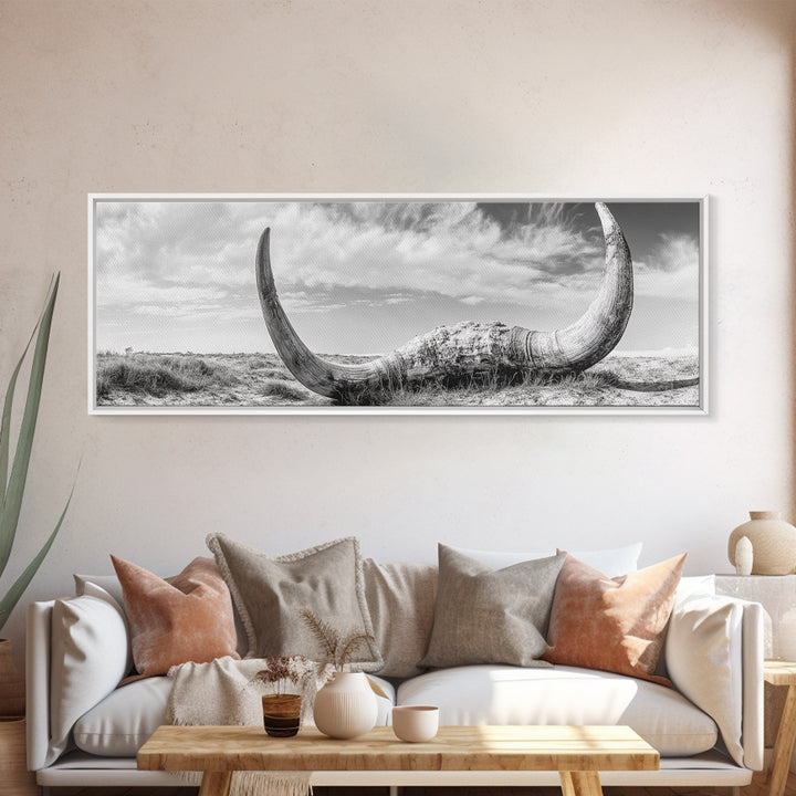 Bull Horns, bull and bear art, rustic art, dark romance painting, wabi sabi wall art, minimalist art, framed canvas print