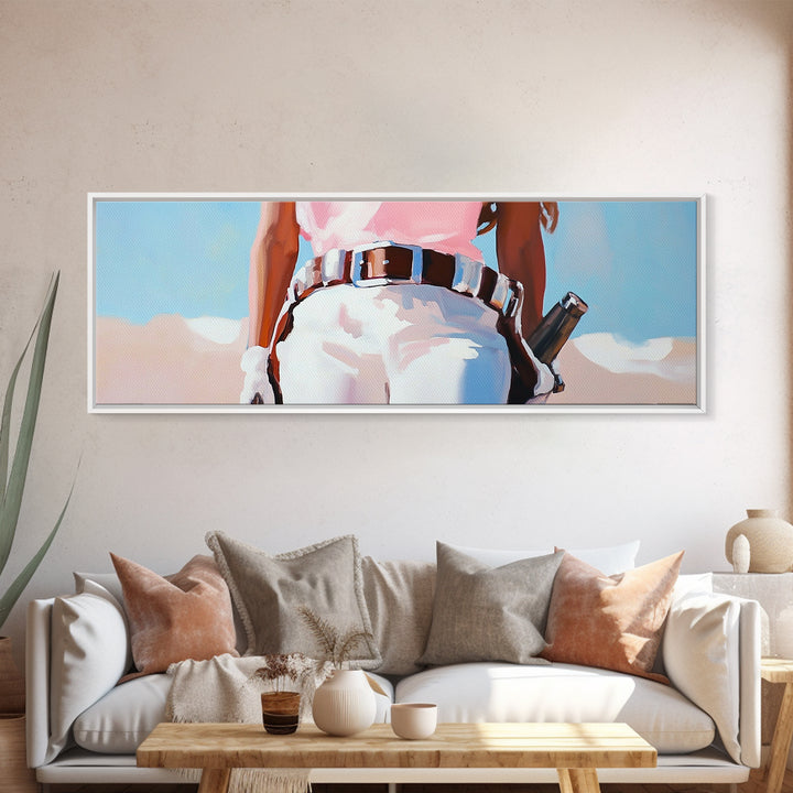 Cowgirl Painting, black cowgirl painting, western wall art, coastal cowgirl wall art, rustic decor, vibrant art, framed canvas print