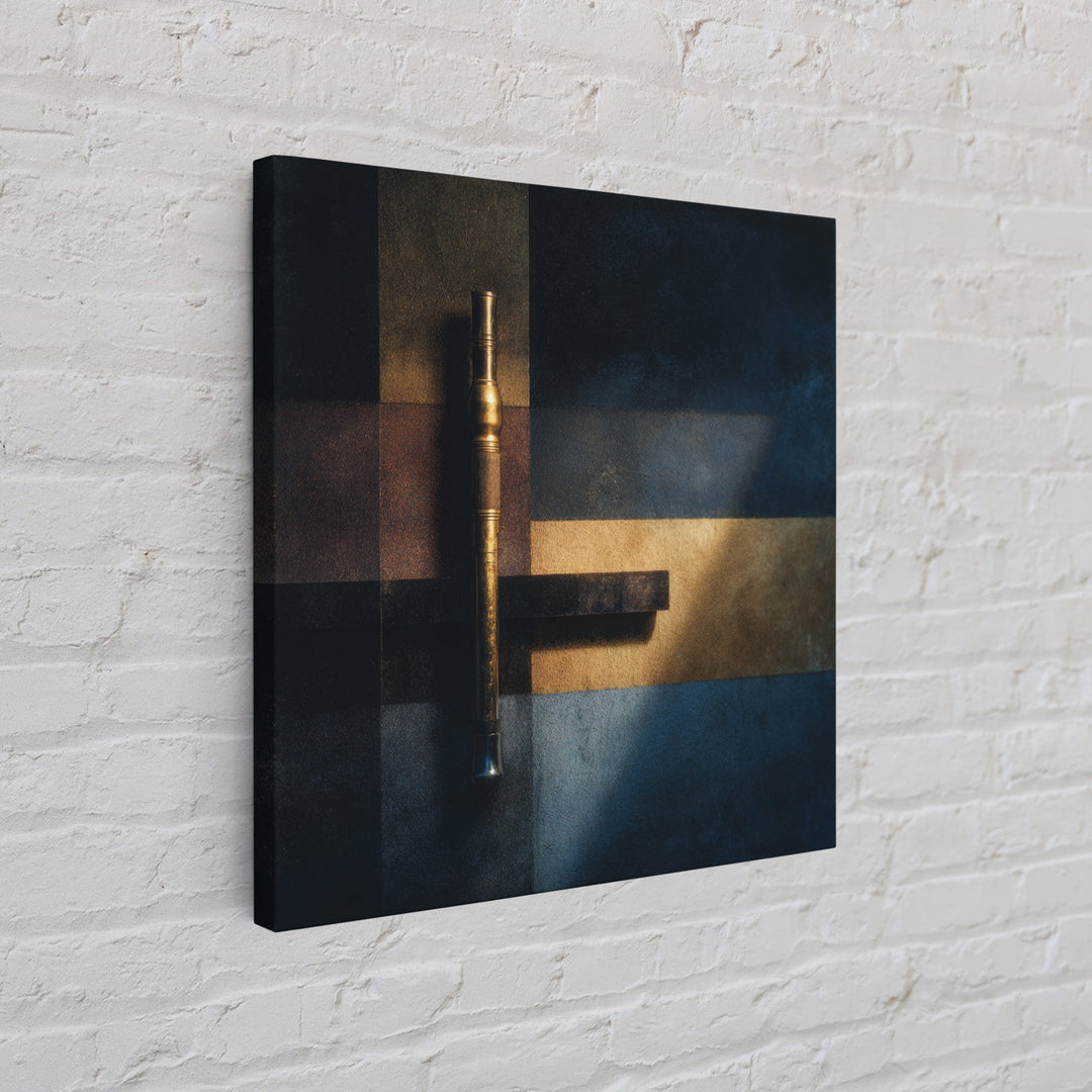 Conductor Baton and Sheet Shapes Without Text Canvas Print, Recording Studio Art, Music Posters, Studio Decor, Abstract Art, RSA-1x1-18