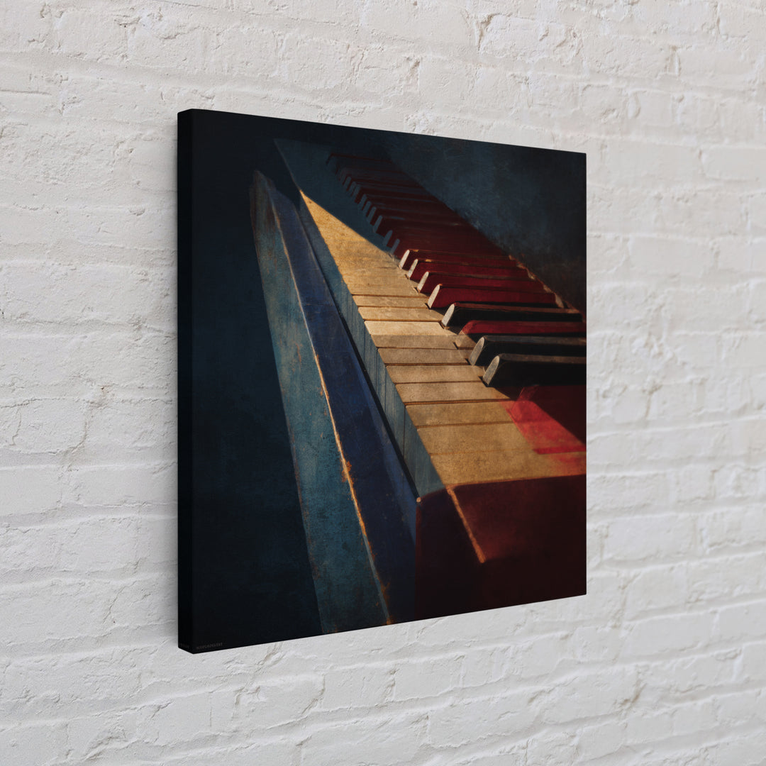 Piano Keys Fading into Shadow Framed Canvas Print, Recording Studio Art, Home Decor, Studio Decor, Analog, Minimalist Decor, RSA-1x1-32