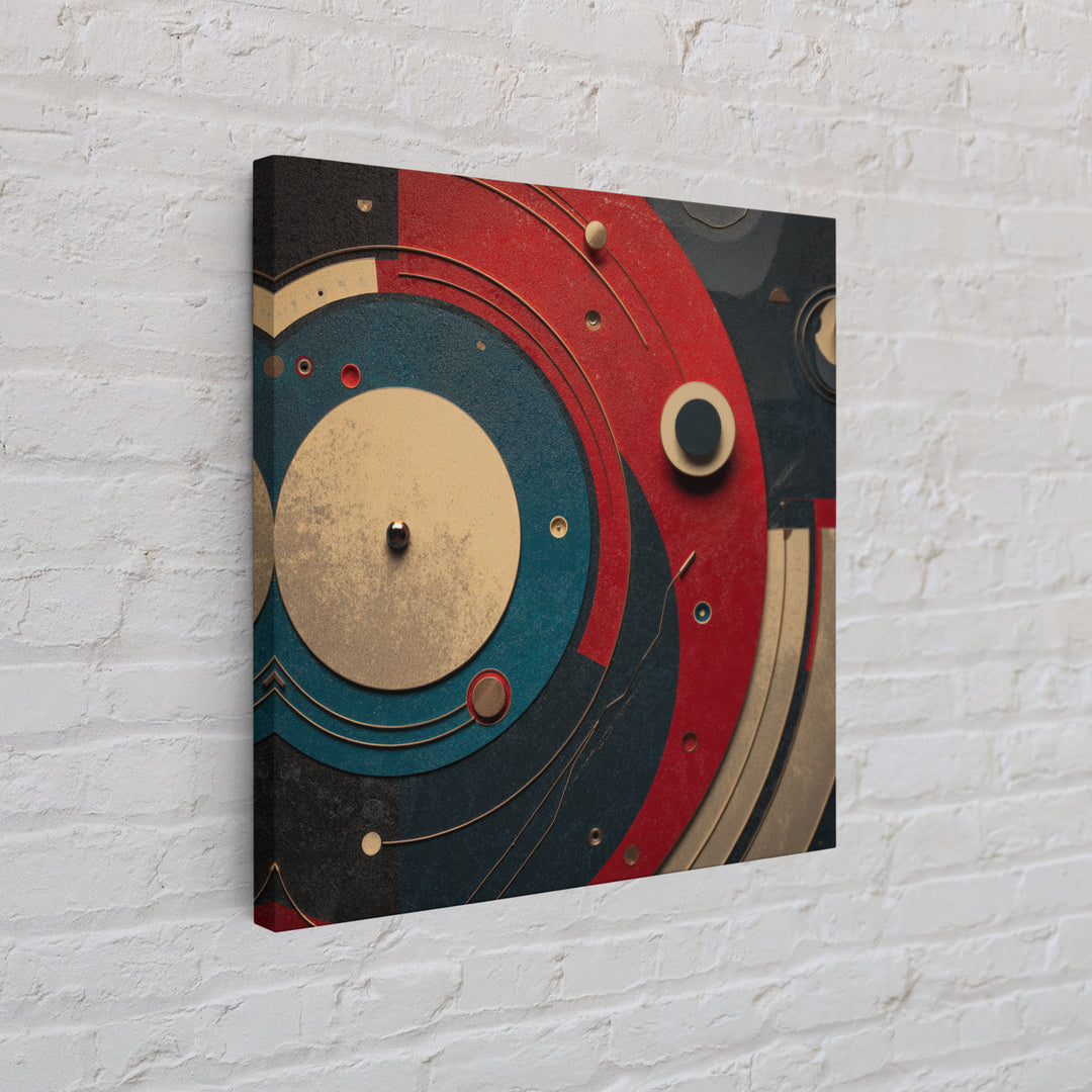Vinyl Groove Closeup as Circular Abstract Framed Canvas Print, Recording Studio Art, Musician Posters, Studio Decor, Analog, RSA-1x1-38