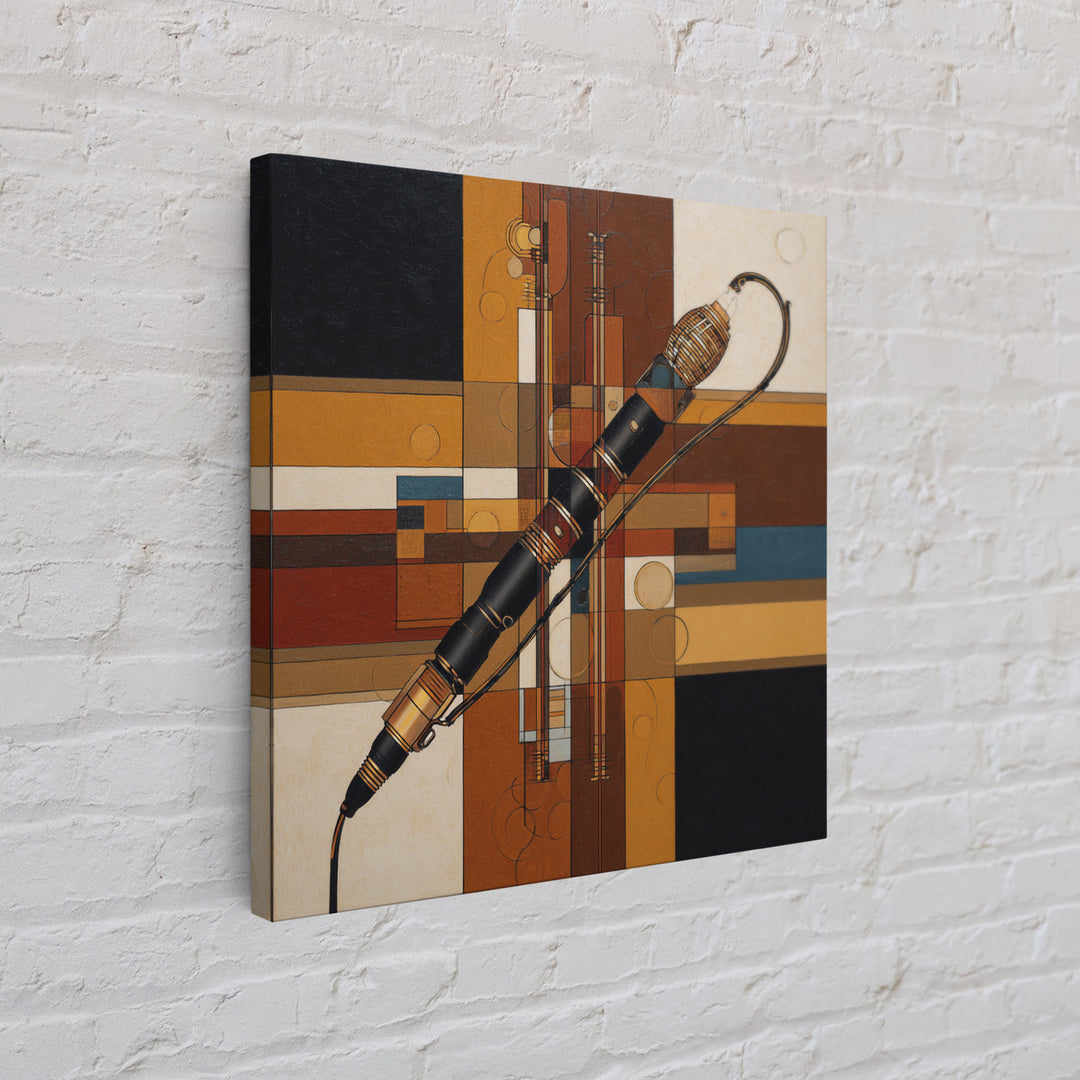 Microphone Cable Forming Elegant Line Art Canvas Print, Recording Studio Art, Studio Wall Art, Studio Decor, Abstract Art, RSA-1x1-45