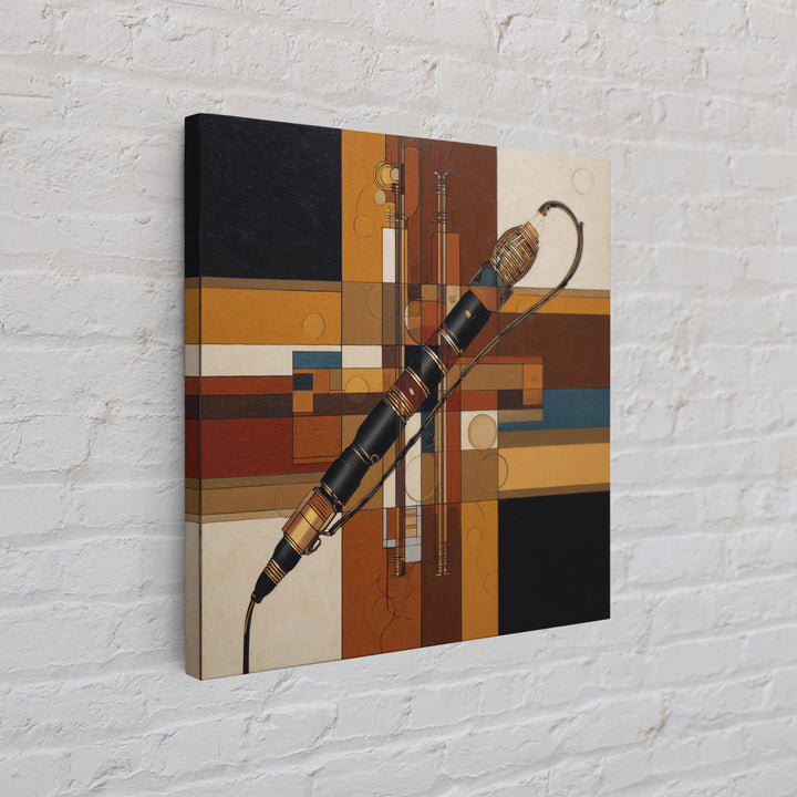 Microphone Cable Forming Elegant Line Art Canvas Print, Recording Studio Art, Studio Wall Art, Studio Decor, Abstract Art, RSA-1x1-45