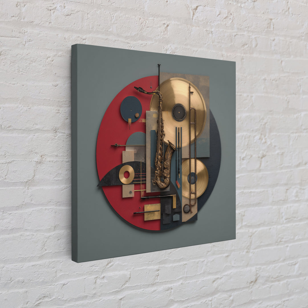 Gold Record Circular Composition Framed Canvas Print, Recording Studio Art, Music Posters, Studio Decor, Fine Art, Analog, RSA-1x1-47