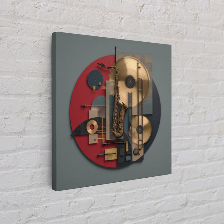 Gold Record Circular Composition Framed Canvas Print, Recording Studio Art, Music Posters, Studio Decor, Fine Art, Analog, RSA-1x1-47