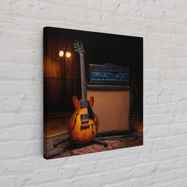 Electric Guitar Beside a Studio Amp Framed Canvas Print, Recording Studio Art, Music Decor, Studio Decor, Fine Art, Analog, RSA-1x1-52