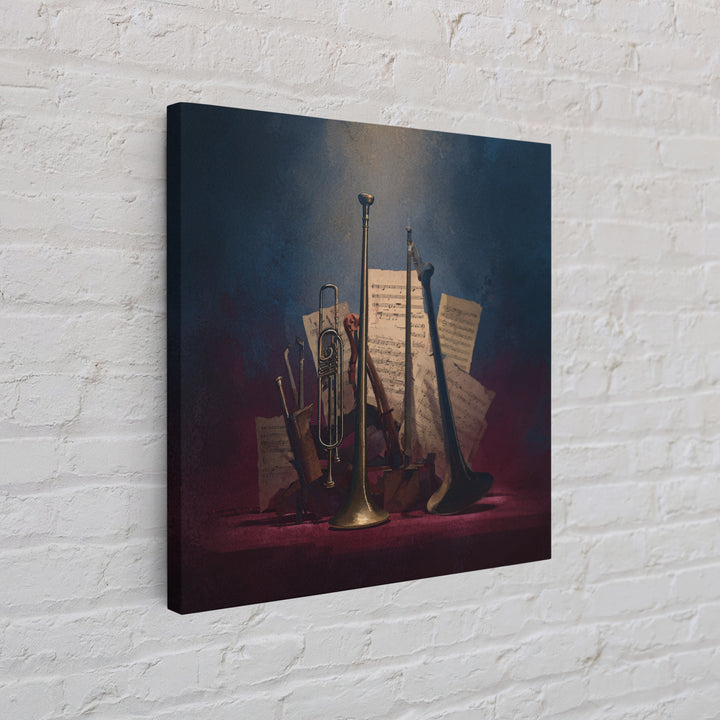 Conductor Baton and Sheet Shapes Without Text Framed Canvas Print, Recording Studio Art, Music Decor, Studio Decor, Analog, RSA-1x1-66