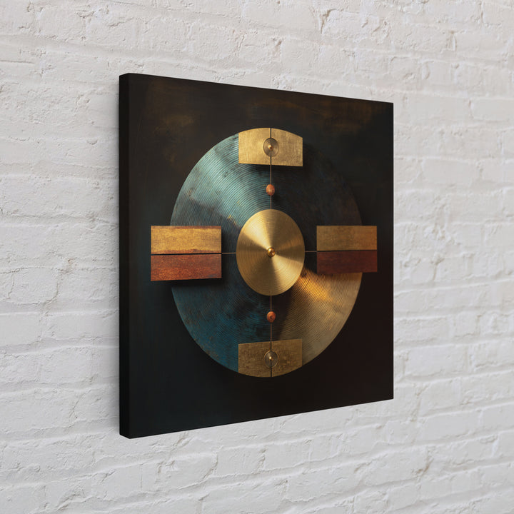 Gold Record Circular Composition Framed Canvas Print, Recording Studio Art, Downloadable Print, Studio Decor, Fine Art, Analog, RSA-1x1-71