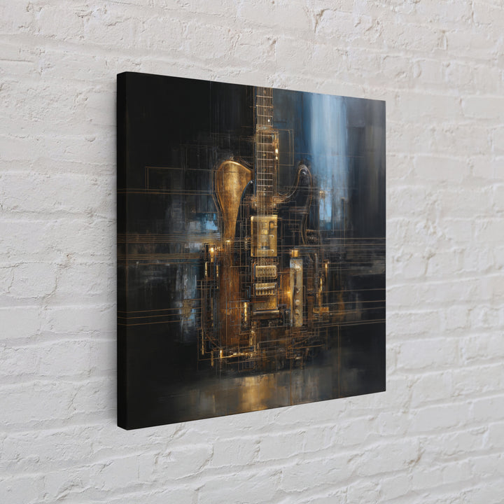 Soundwave Abstract with Black and Gold Lines Canvas Print, Recording Studio Art, Home Decor, Studio Decor, Abstract Art, Analog, RSA-1x1-75