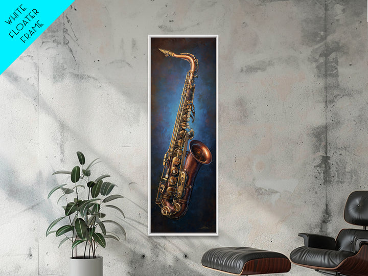 Brass Saxophone on Dark Velvet Canvas Print, Recording Studio Art, Music Poster, Studio Decor, Analog, Headphones Poster, RSA-1x3-100