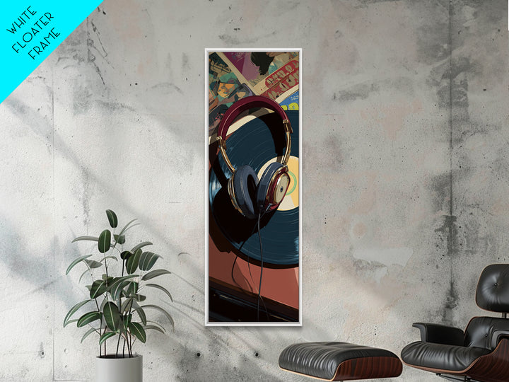 Headphones Resting on a Vinyl Record Canvas Print, Recording Studio Art, Modern Decor, Studio Decor, Fine Art, Analog, RSA-1x3-17