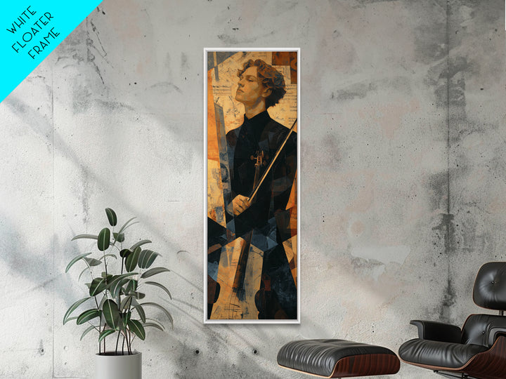 Conductor Baton and Sheet Shapes Without Text Framed Canvas Print, Recording Studio Art, Dtf Print, Studio Decor, Abstract Art, RSA-1x3-30