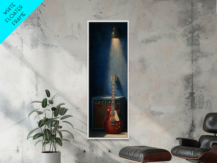 Electric Guitar Beside a Studio Amp Framed Canvas Print, Recording Studio Art, Wall Decor, Studio Decor, Fine Art, Analog, RSA-1x3-64