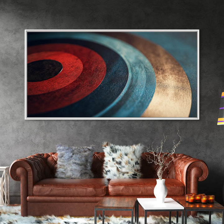 Vinyl Groove Closeup as Circular Abstract Framed Canvas Print, Recording Studio Art, Fine Art Print, Studio Decor, Abstract Art, RSA-2x1-10