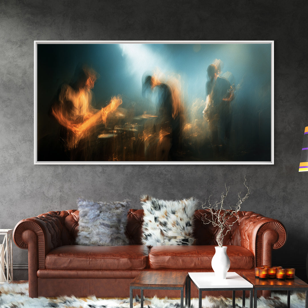 Album Cover Abstract Without Readable Text Framed Canvas Print, Recording Studio Art, Studio Decor, Abstract Art, Analog, RSA-2x1-18