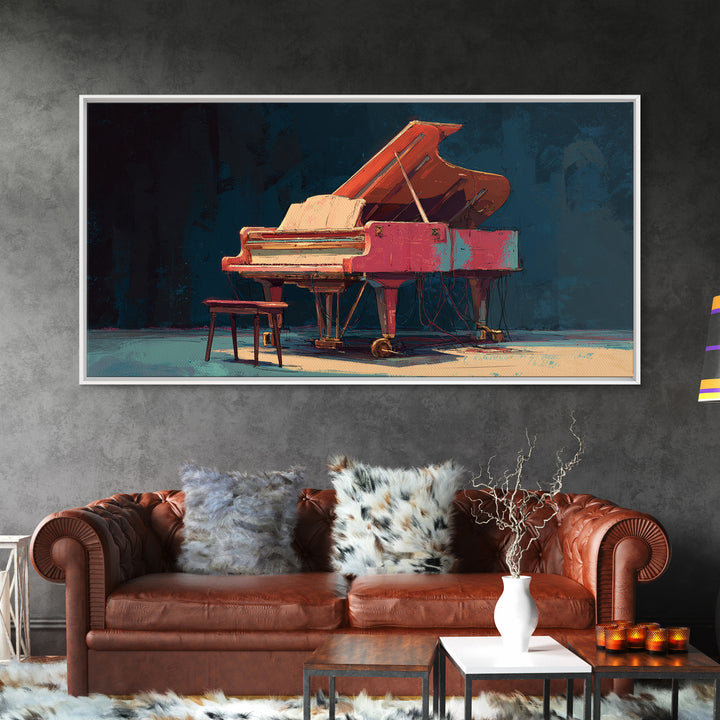 Piano Keys Fading into Shadow Canvas Print, Recording Studio Art, Boho Decor, Studio Decor, Fine Art, Analog, Printable Art, RSA-2x1-4