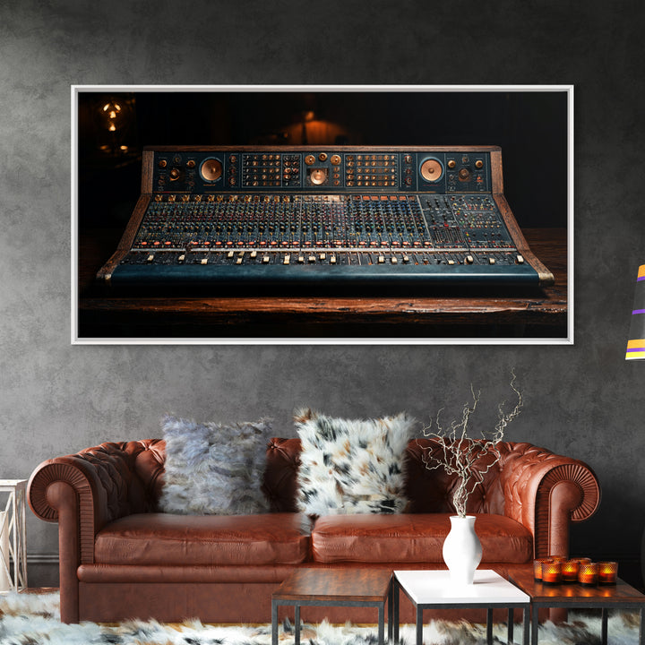 Mixing Console Faders Framed Canvas Print, Recording Studio Art, Luxury Decor, Studio Decor, Fine Art, Analog, Modern Wall Art, RSA-2x1-50