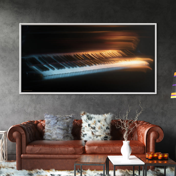 Piano Keys Fading into Shadow Canvas Print, Recording Studio Art, Mid Century Modern, Studio Decor, Fine Art, Analog, RSA-2x1-52
