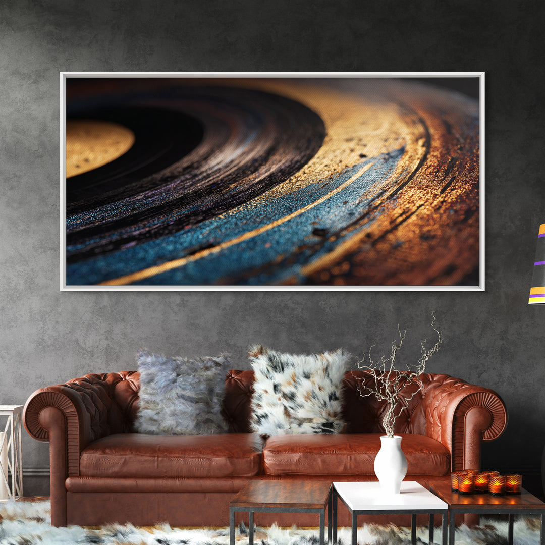 Vinyl Groove Closeup as Circular Abstract Canvas Print, Recording Studio Art, Room Decor, Studio Decor, Abstract Art, Analog, RSA-2x1-58