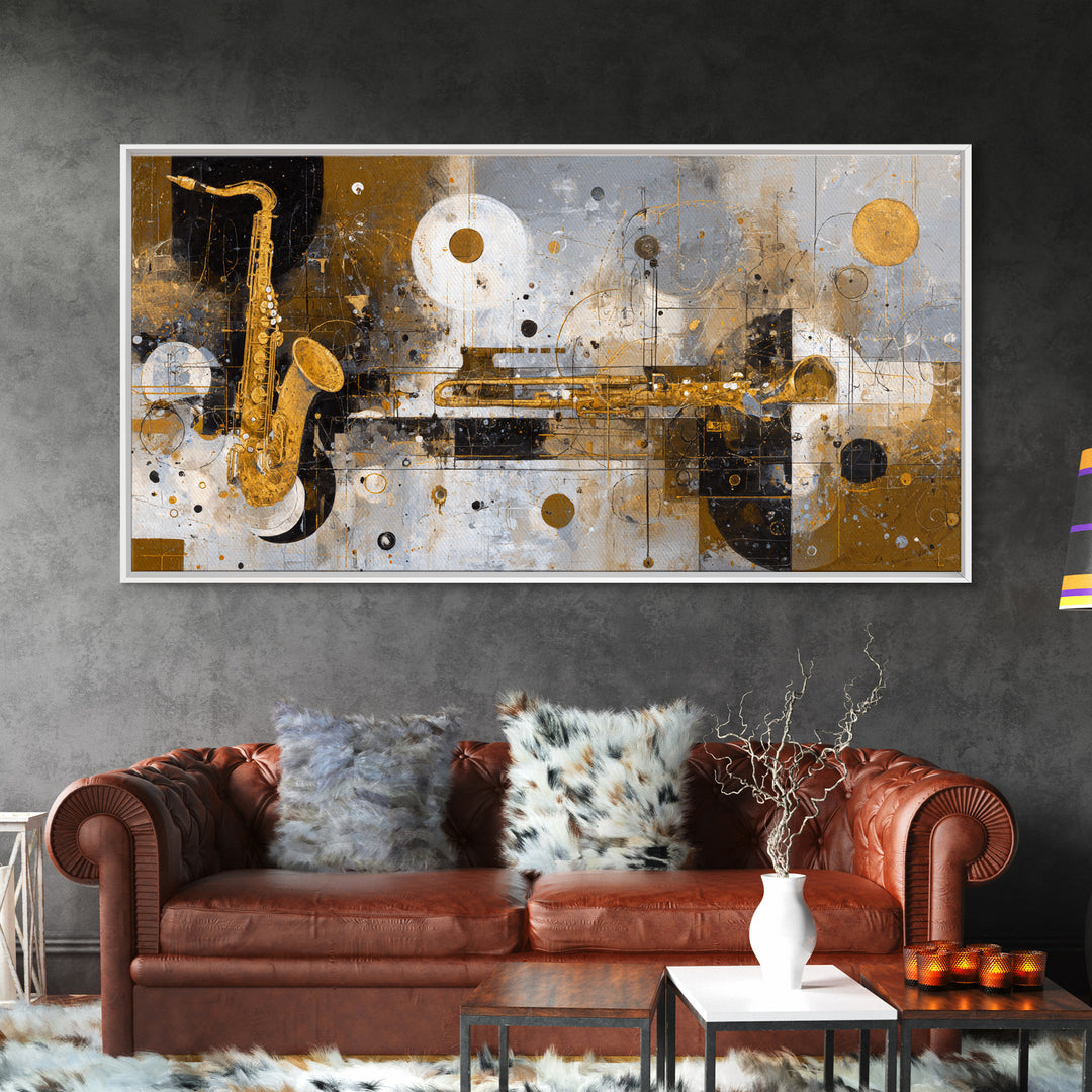 Soundwave Abstract with Black and Gold Lines Canvas Print, Recording Studio Art, Youtube Studio Decor, Studio Decor, Analog, RSA-2x1-71