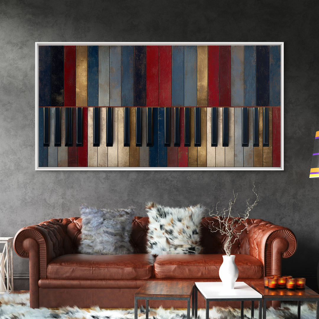 Piano Keys Fading into Shadow Canvas Print, Recording Studio Art, Unique Home Decor, Studio Decor, Analog, Rock Music Art, RSA-2x1-76