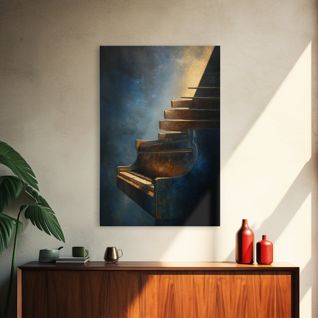 Piano Keys Fading into Shadow Canvas Print, Recording Studio Art, Music Art, Studio Decor, Fine Art, Analog, Studio Wall Art, RSA-2x3-16