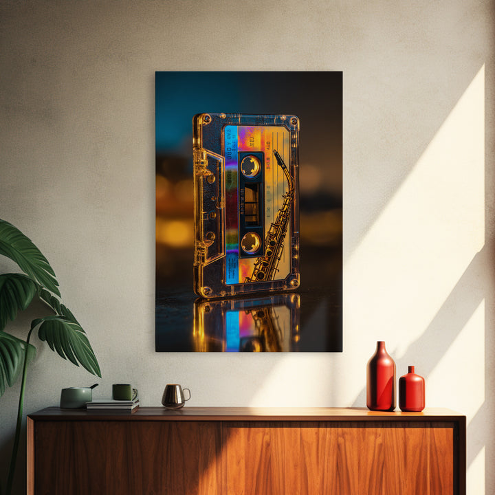 Retro Cassette Tape Framed Canvas Print, Recording Studio Art, Music Studio, Studio Decor, Fine Art, Analog, Modern Decor, RSA-2x3-19