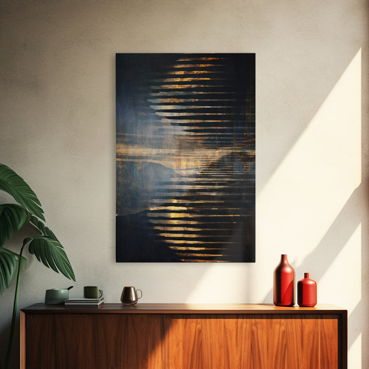 Soundwave Abstract with Black and Gold Lines Canvas Print, Recording Studio Art, Home Decor, Studio Decor, Abstract Art, Analog, RSA-2x3-35