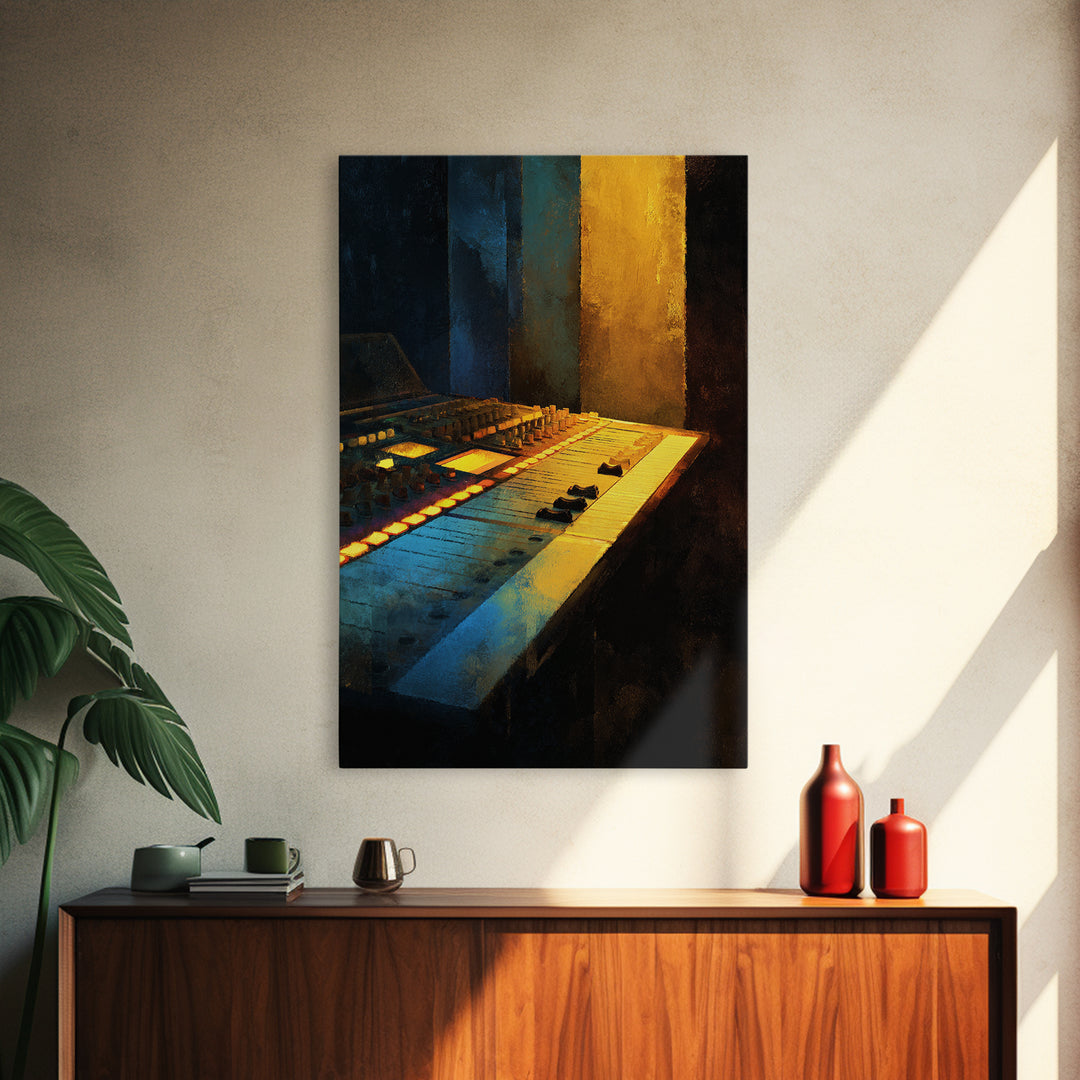 Mixing Console Faders Framed Canvas Print, Recording Studio Art, Art Print, Studio Decor, Fine Art, Analog, Wall Sculpture, RSA-2x3-38