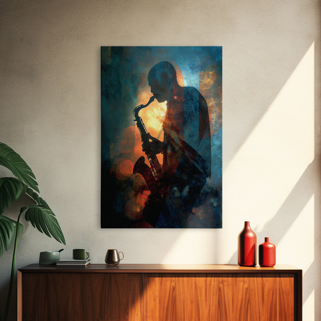 Album Cover Abstract Without Readable Text Framed Canvas Print, Recording Studio Art, Gallery Decor, Studio Decor, Analog, RSA-2x3-6