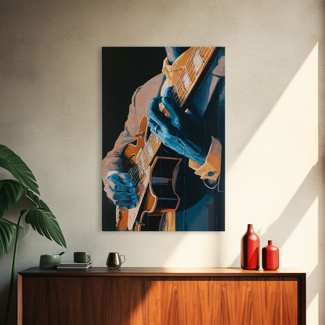 Musician Hands on Guitar Strings Canvas Print, Recording Studio Art, Art Print, Studio Decor, Fine Art, Analog, Wall Sculpture, RSA-2x3-71